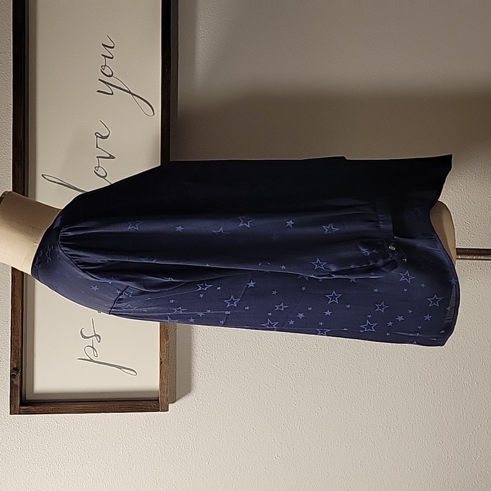Torrid Peasant blouse, Charmeuse Jacquard Star Navy - Picture 5 of 14